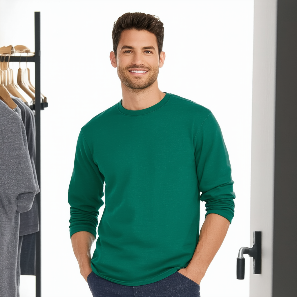 Hanes Mens ComfortBlend EcoSmart Crewneck T-Shirt Heather Green