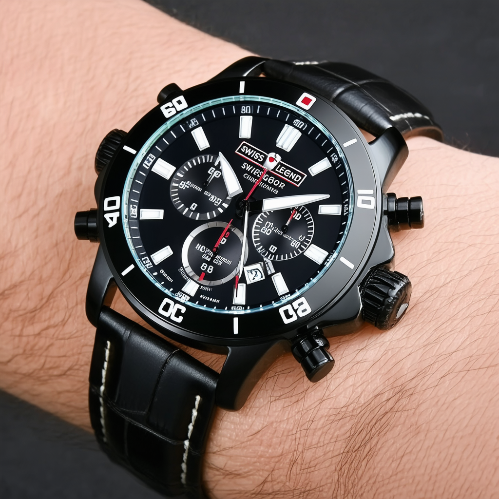 Swiss Legend Men's 10538-03-RBP Scubador Chronograph Black Leather Watch