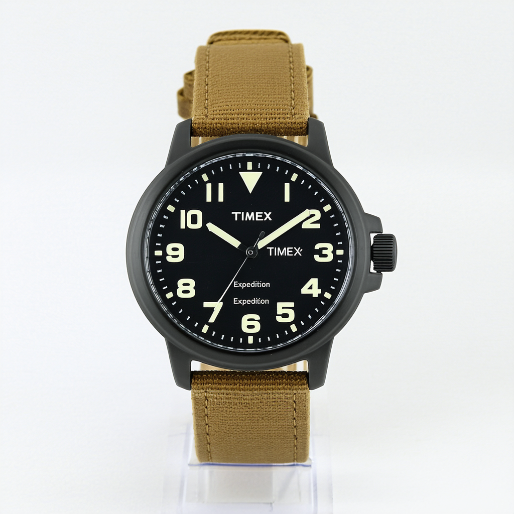 Timex Men's T49780 Shock Resistant Analog Canvas-Leather Strap Expedition Watch