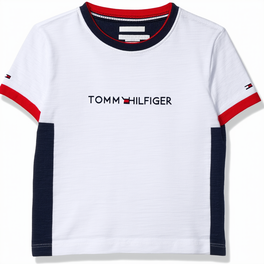 Tommy Hilfiger Boys' Short Sleeve Crew Neck Colored Collar Logo T-Shirt