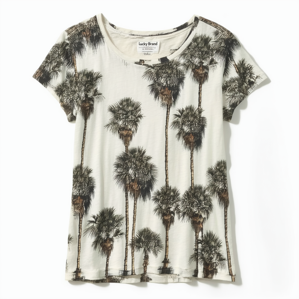 Lucky Brand Women's Allover Palm Tree Graphic Tee
