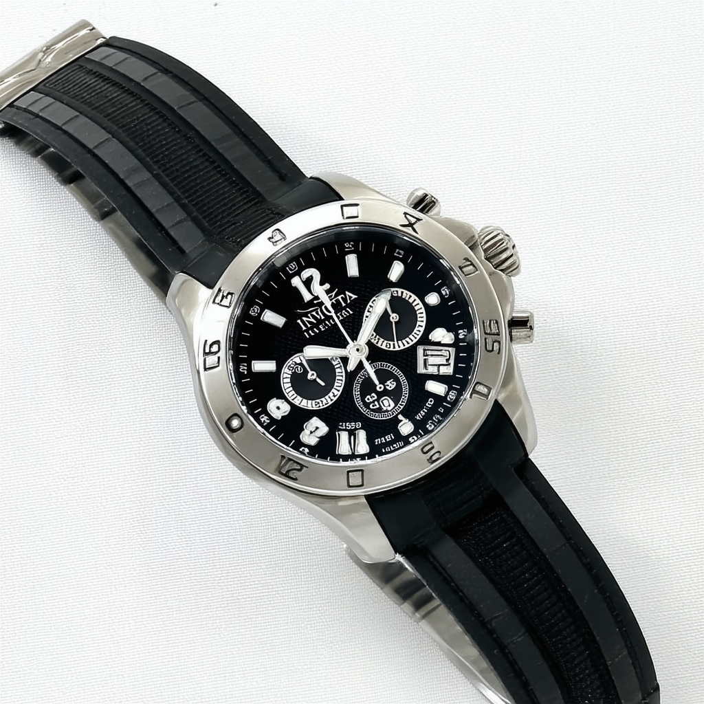 Invicta Men's 1582 Reserve Retrograde Black Dial Stainless Steel Watch