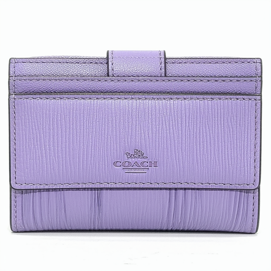 NWT Coach 44624 SV/LA Lavender All Leather SOHO Pleated Slim Wallet