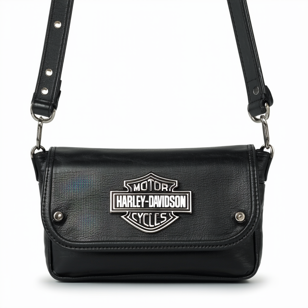 Harley-Davidson Women's H-D Metal Name Plate Hip Bag Black Leather JH54
