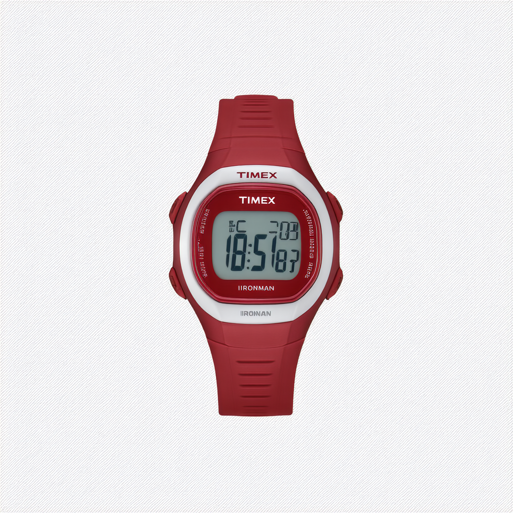 Timex Women's T5K787 Ironman Sleek 50-Lap Red Resin Digital Watch