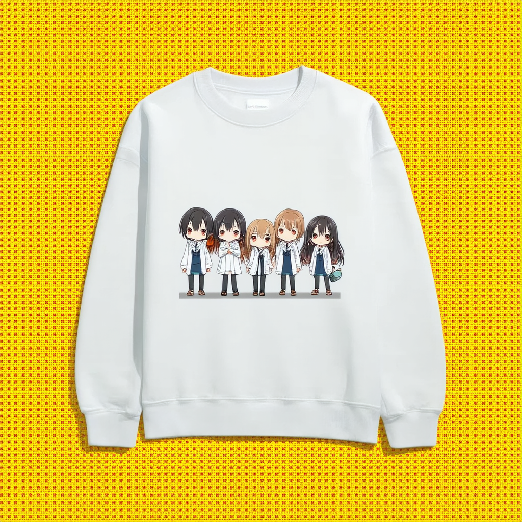Bioworld Fruits Basket Chibi Characters Unisex White Long Sleeve Sweatshirt