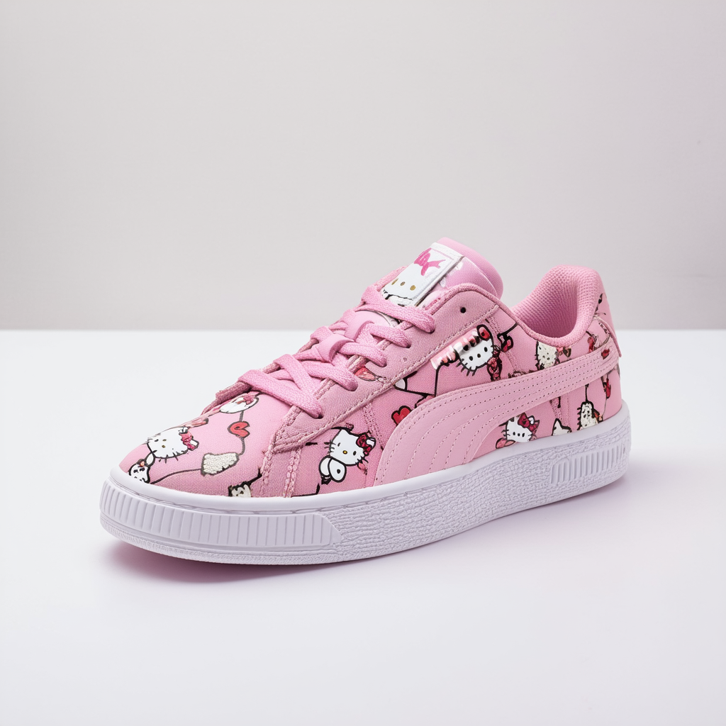 PUMA Womens Utility X Hello Kitty Lace Up Sneakers Casual Shoes Casual - Pink