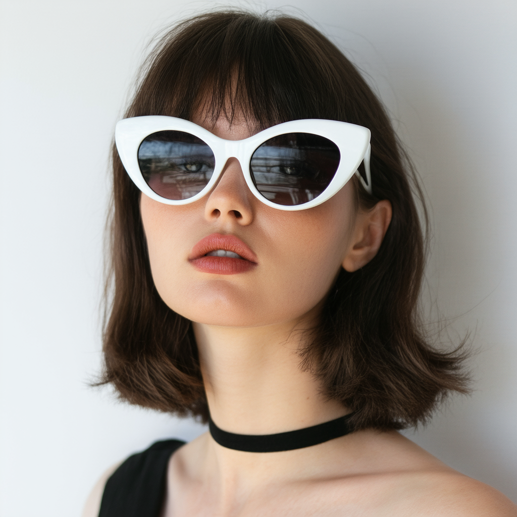 Oversized Vintage Inspired Super & Bold Retro Designer Cat Eye Sunglasses (White)