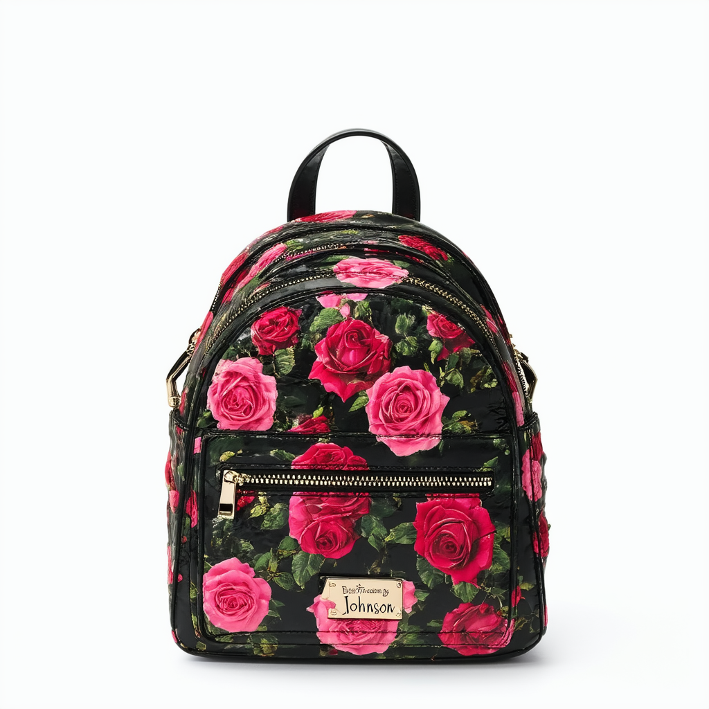 Betsey Johnson Everything’s Coming Up Roses Backpack, Black Multi