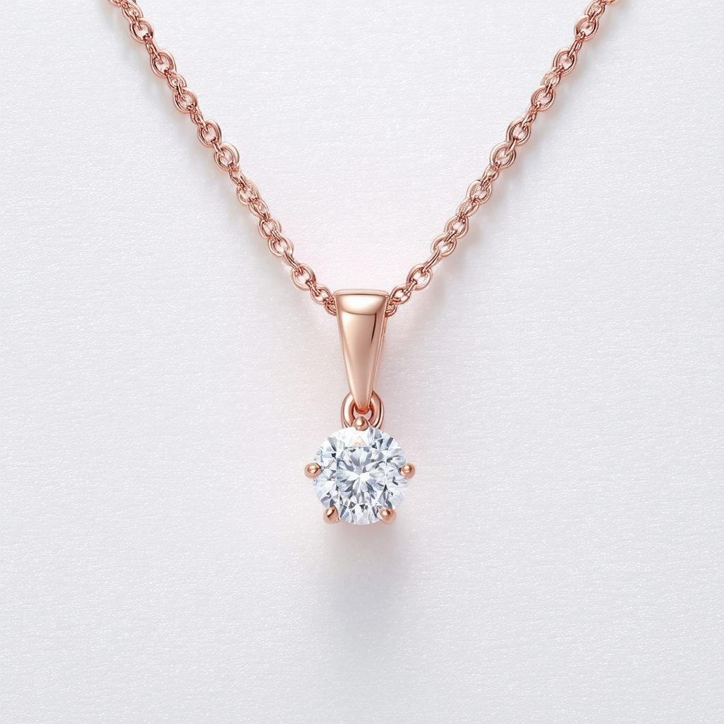 Amazon Collection 10k Pink Gold White Diamond Pendant Necklace (1/5cttw, I-J Color, I2-I3 Clarity)