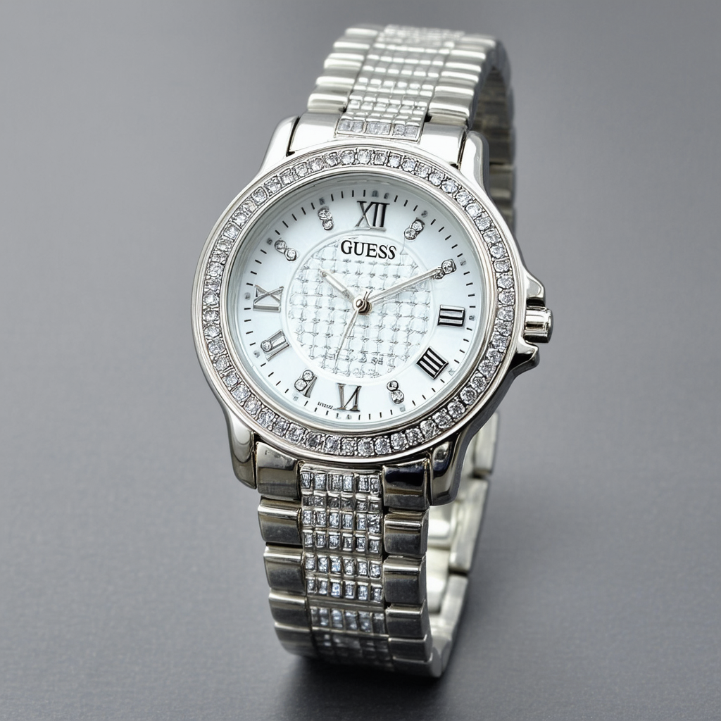 GUESS? Women's G85956L Gemini Crystal Accented Bracelet Watch
