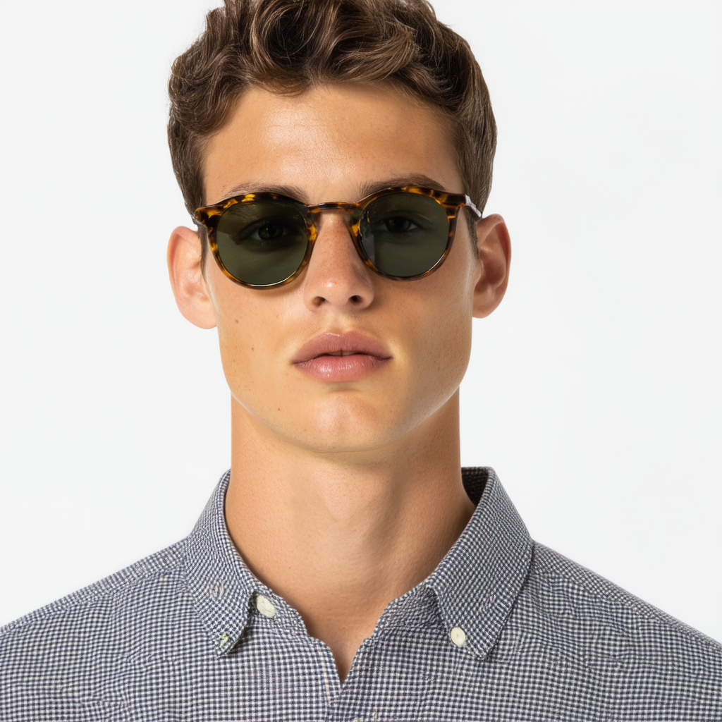 Polo Ralph Lauren PH4151 Round Sunglasses, Shiny Dark Havana/Green, 50 mm