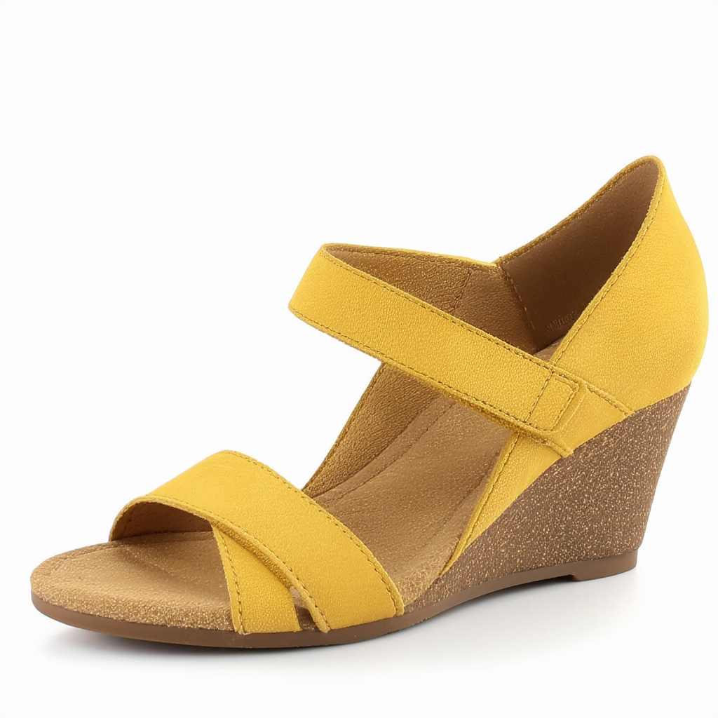 Clarks Women's Annadel Pearl Wedge Sandal, Yellow Nubuck, 7