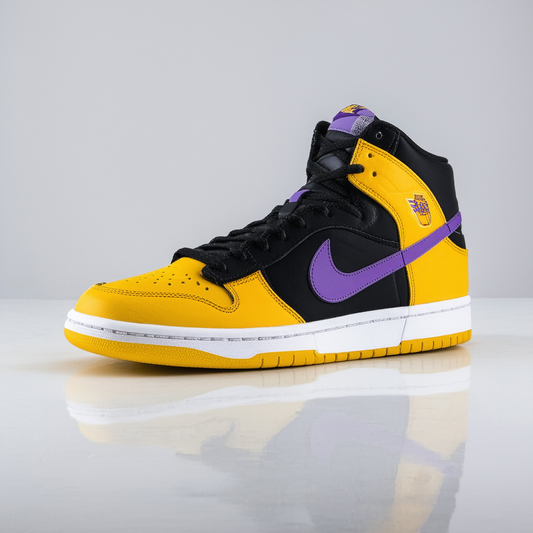 Nike Men's Dunk High EMB Lakers Black/Opti Yellow/Court Purple/Wht (DH0642 001)
