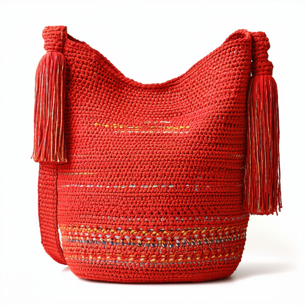 Red Wayuu Mochila Bag - Large Crochet Crossbody Purse