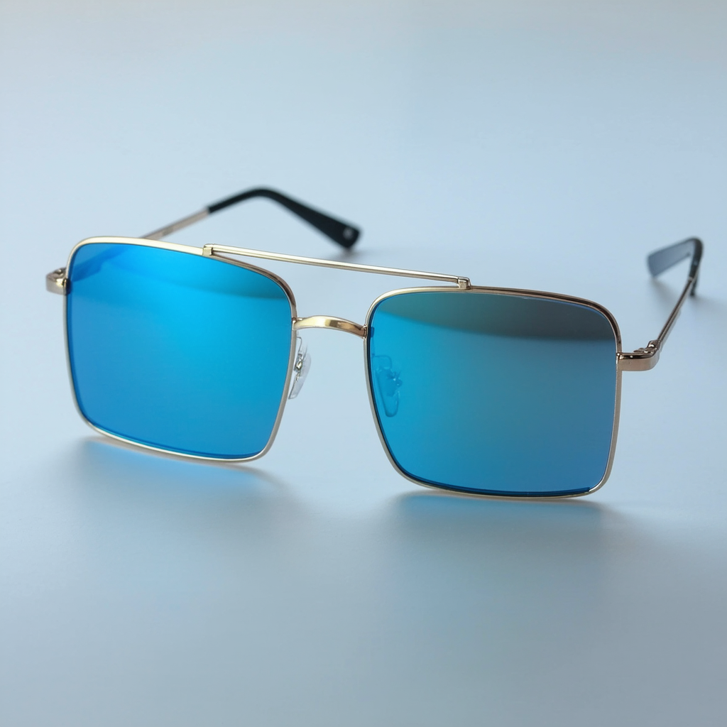 Minimal Wire Metal Frame Color Mirror Flat Lens Square Sunglasses 58mm