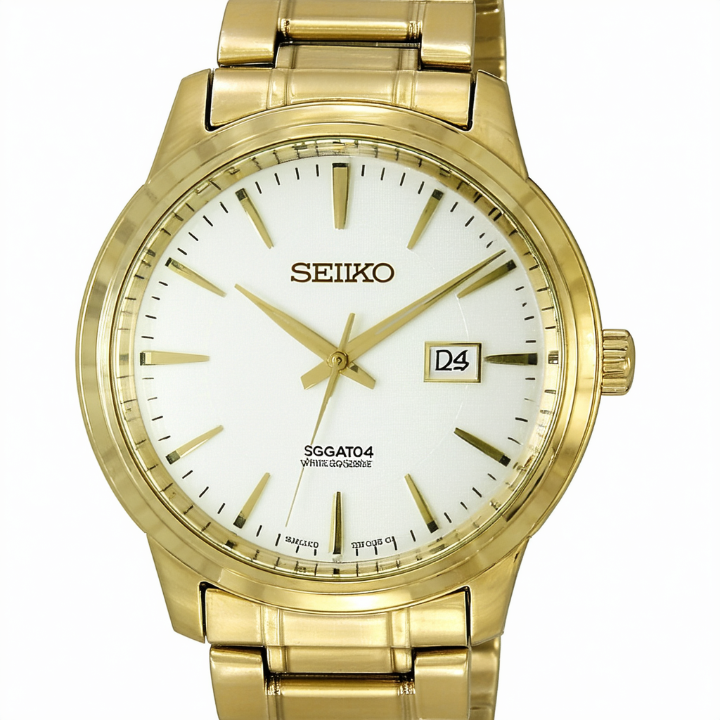 Seiko White Dial Gold-tone Stainless Steel Mens Watch SGGA84
