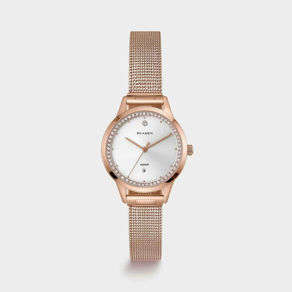 Skagen Women's 691SRLT Rose Gold Plated With Swarovski Elements Watch
