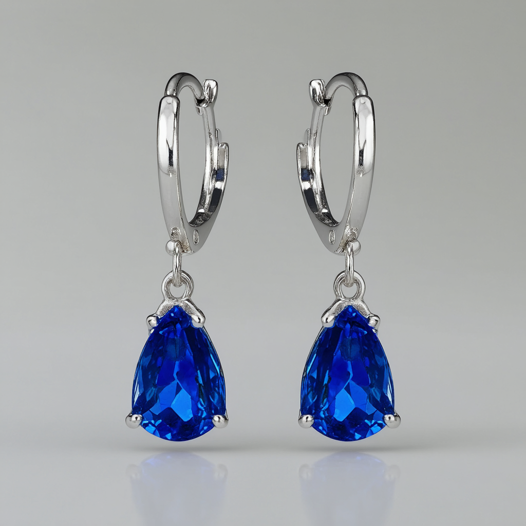 Nine West "Party Time" Silver-Tone Blue Leverback Drop Earrings