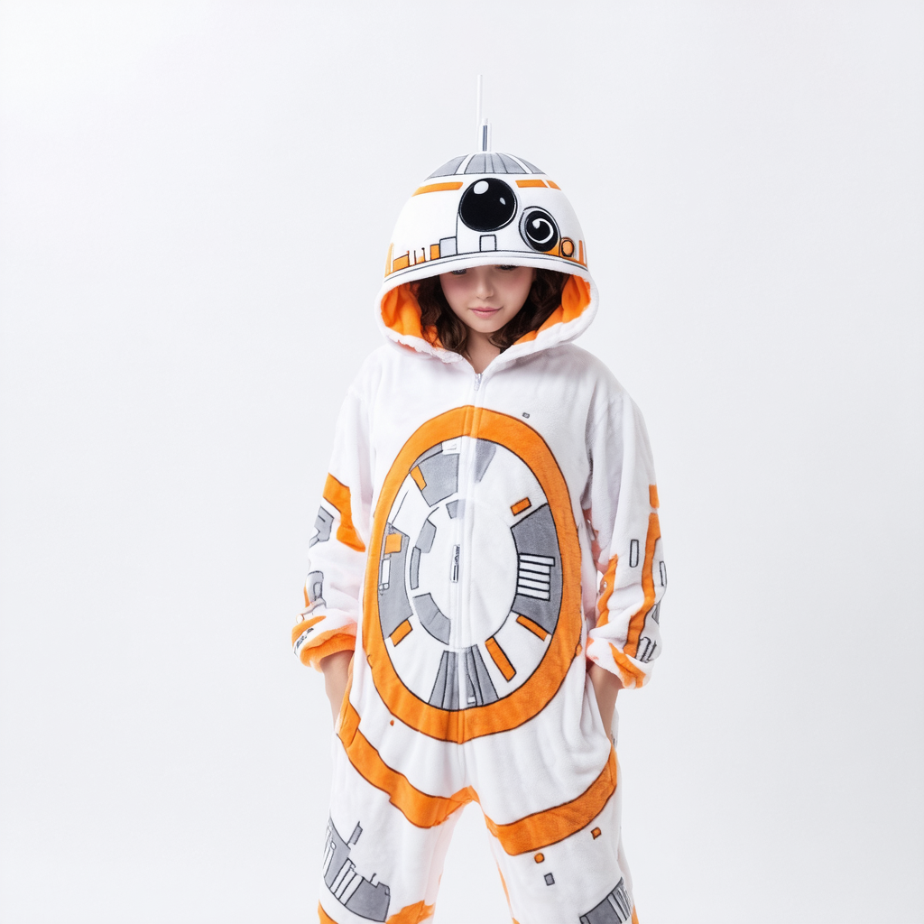 STAR WARS BB8 Droid Adult Polyester One Piece Zip Up Pajama Jumpsuit Kigurumi