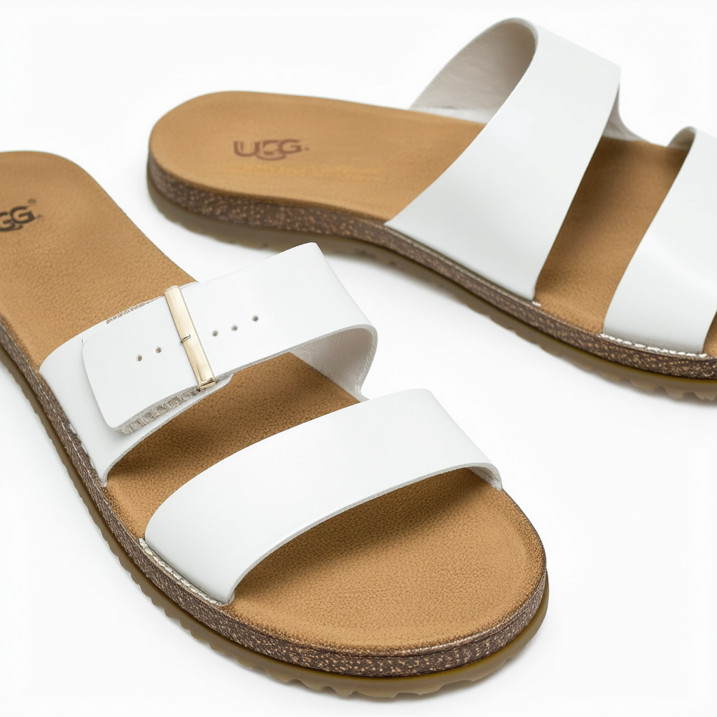 UGG Women's Emily Sandal, White, 7.5