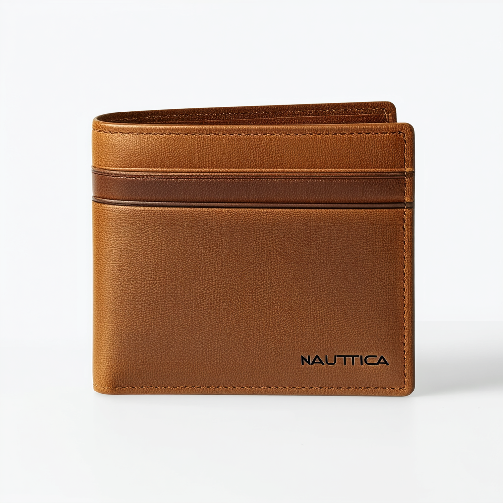 Nautica Men's Leather Slim Passcase Wallet with Large Bill Compartment