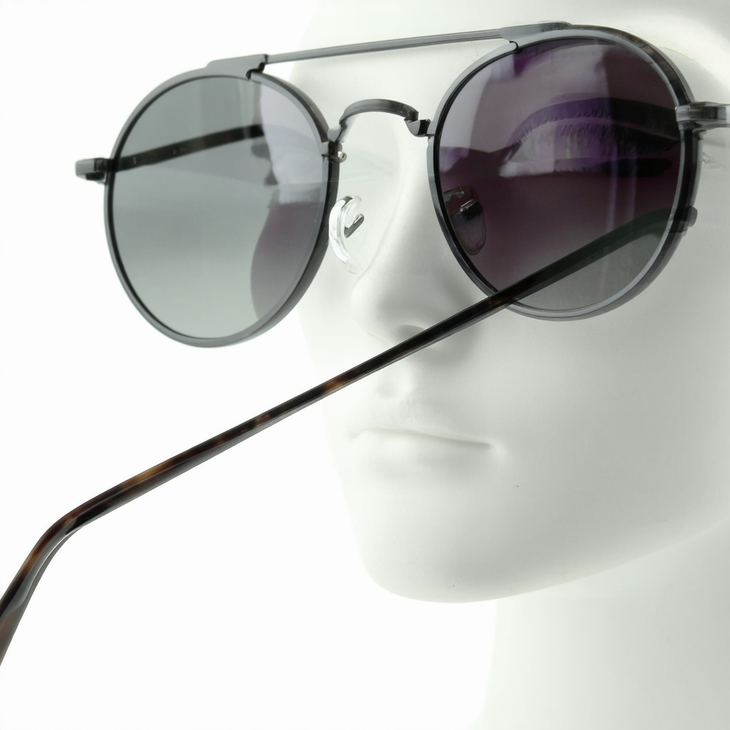 zeroUV - Modern Curved Double Crossbar Thick Arms Round Aviator Sunglasses 56mm