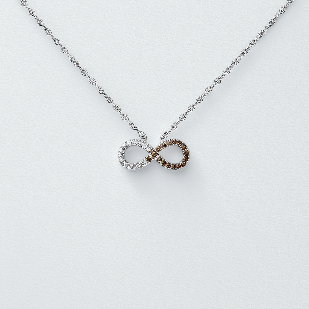 Amazon Collection Sterling Silver Brown Diamond Infinity Pendant Necklace 18"