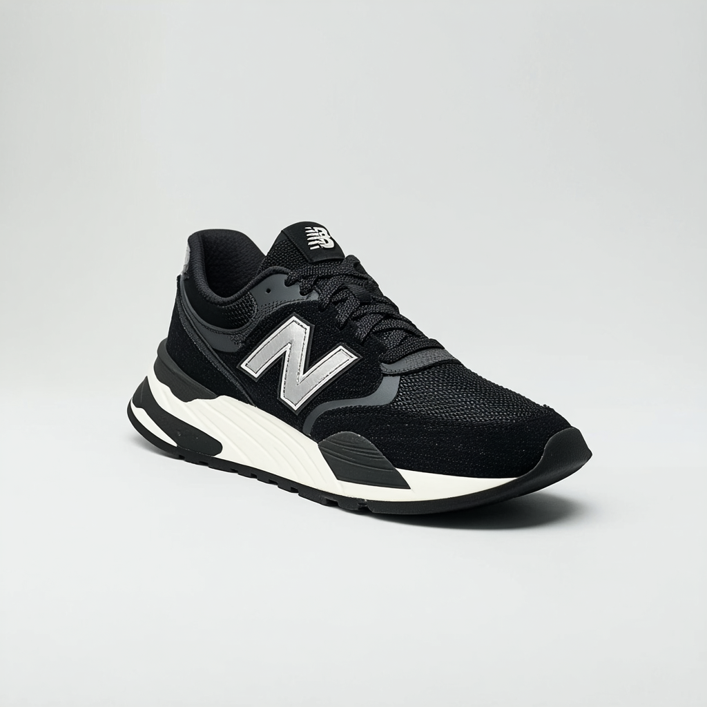 New Balance Mens 327 MS327MM1 Black/Metallic Silver - Size 10.5
