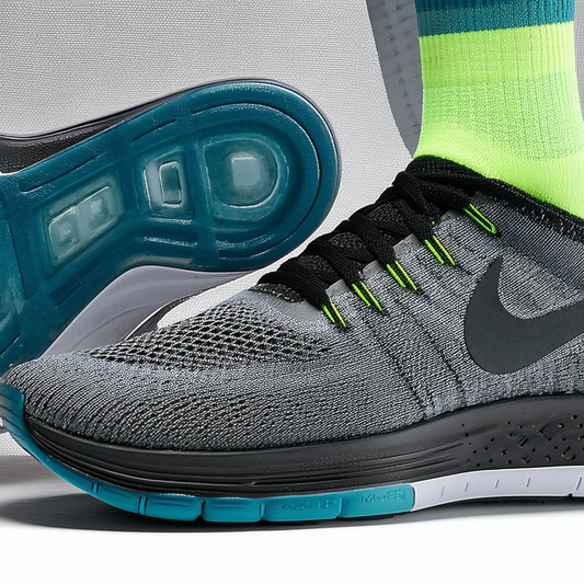 NIKE Men's Free 5.0 MGNT Gry/Blk-Elctrc GRN-Lt MGN Shoes - 11.5