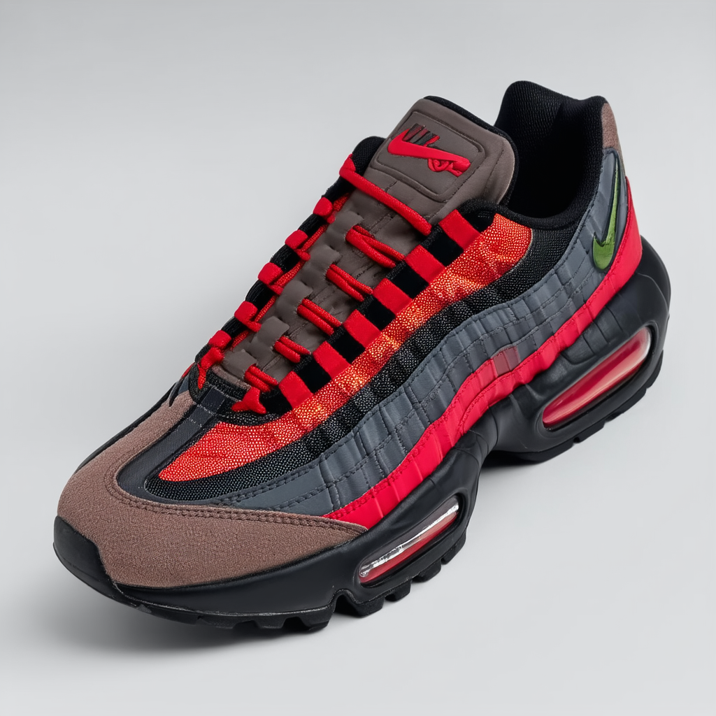 Nike Air Max 95 Premium Tape Brown -Red -Anthracite - Atomic Red