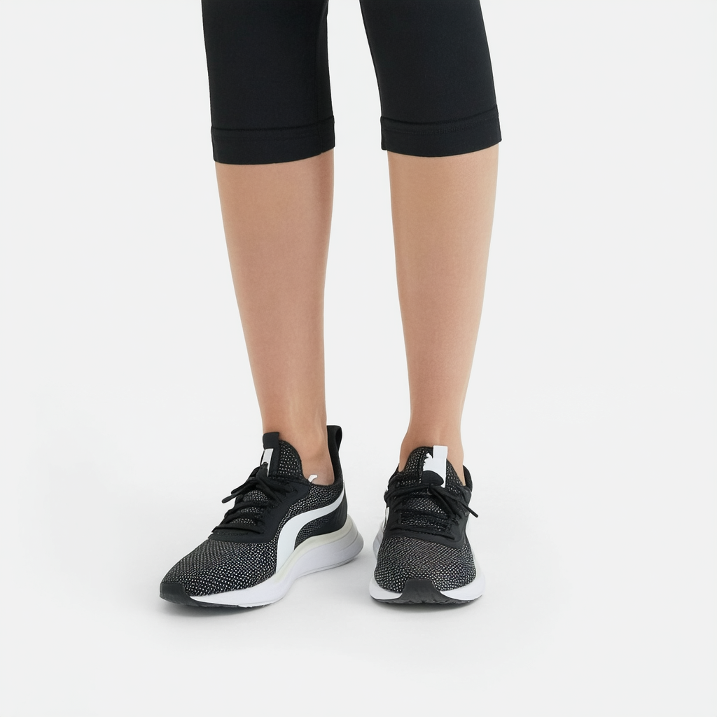 PUMA womens Flyer Runner Sneaker, Puma Black-asphalt-puma White, 9.5 US