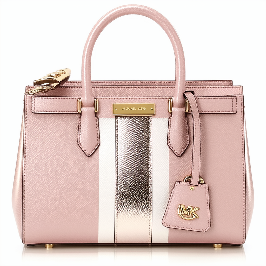 MICHAEL Michael Kors Metallic Center Stripe Hamilton East West Satchel Ballet Pink