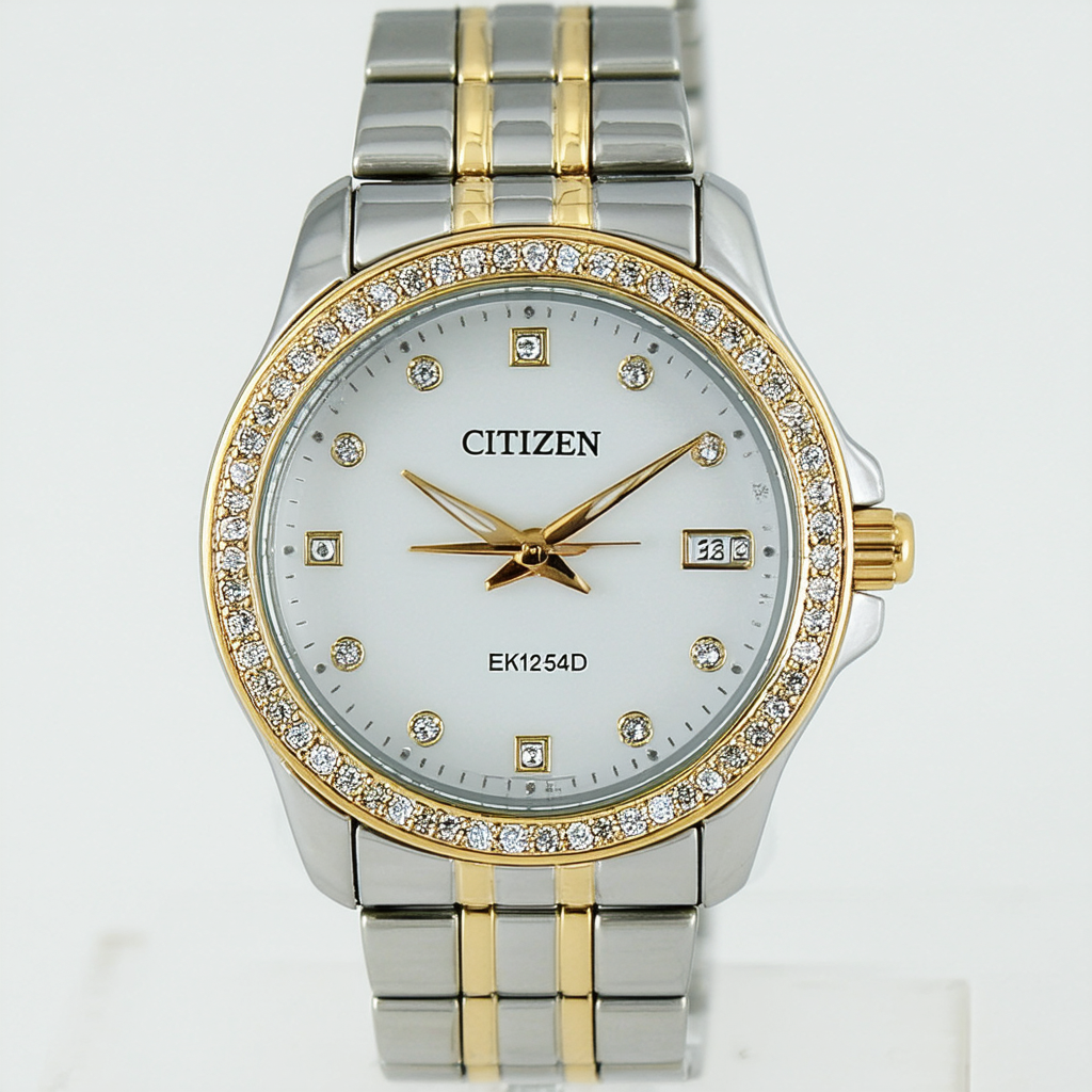 Citizen Quartz Womens Watch, Stainless Steel, Crystal, Two-Tone (Model: EK1124-54D)