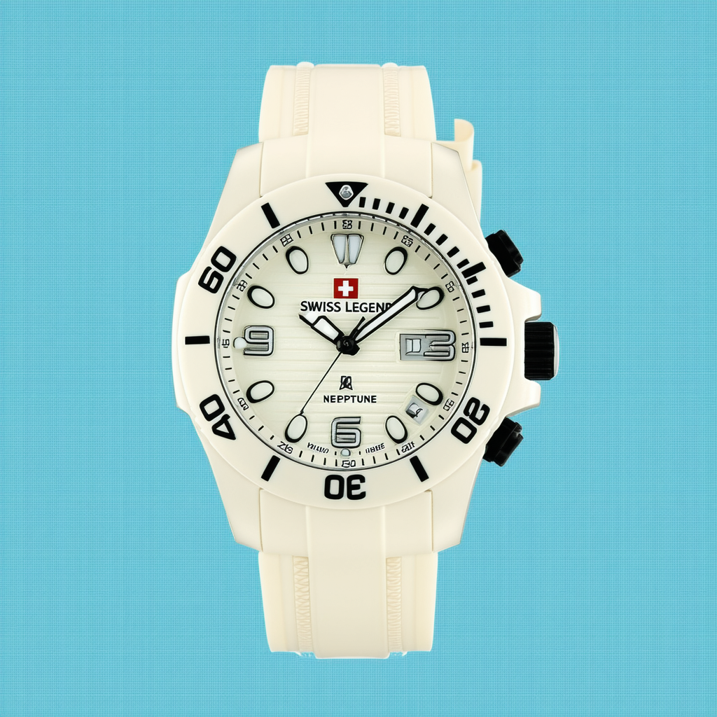Swiss Legend Men's 21848P-YG-16 Neptune Cream Dial Cream Silicone Watch