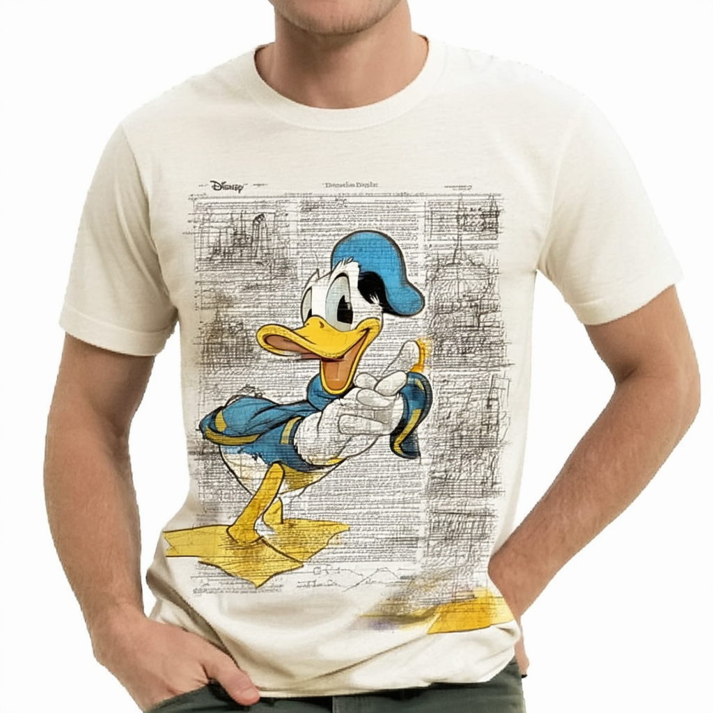 Disney Characters Original Donald Sketchbook Young Men's Short Sleeve Tee Shirt