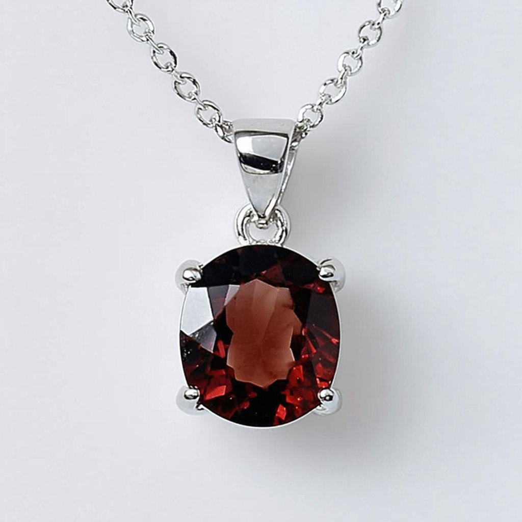 Amazon Collection Sterling Silver Garnet Pendant, 18"