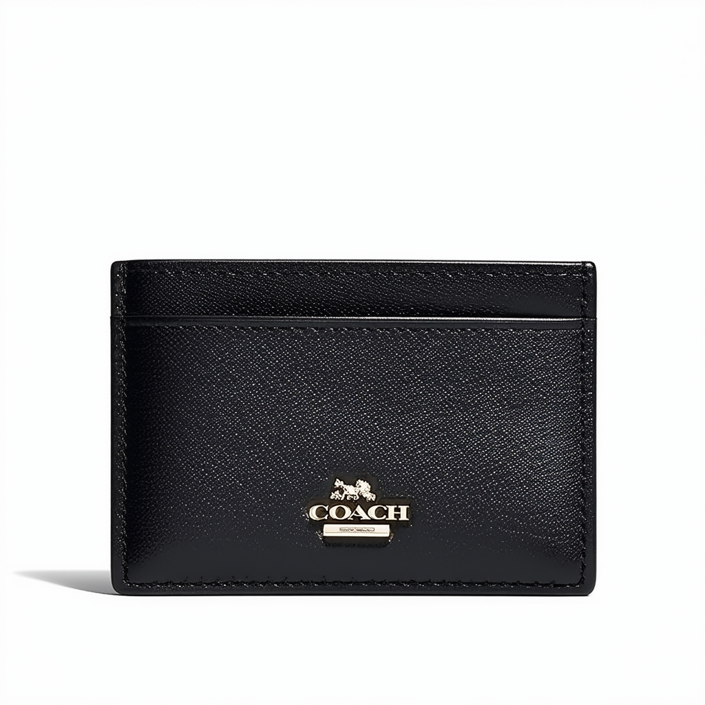 COACH Crossgrain Slim Leather Wallet (Black)