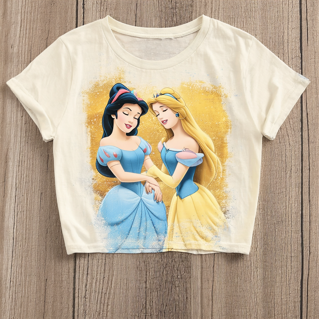 Disney Princess Sleeping Beauty Poster Women's Mineral Wash Short Sleeve Crop Tee