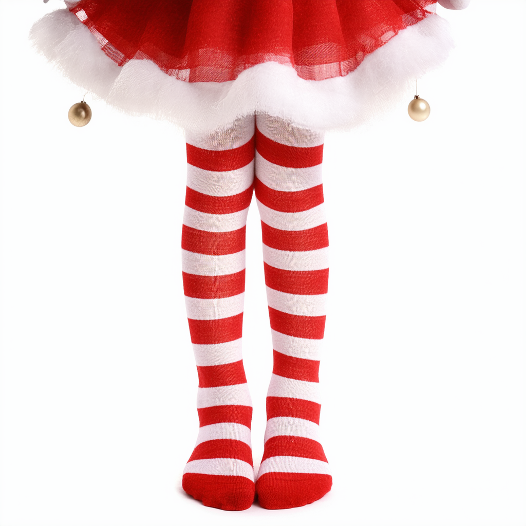 Red White Child Striped Tights Hosiery Girl's Pantyhose Socks Elf Xmas Accessory