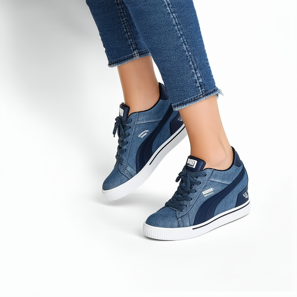 PUMA Women's Sky Wedge LC Fashion Sneaker, Dark Denim-7.5 B - Medium