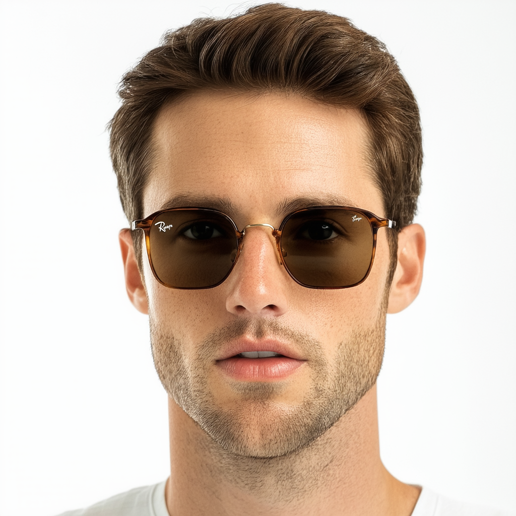 Ray-Ban Men's RB3445 Metal Rectangular Sunglasses, Brown Frame/Brown Polarized Lens, 61 mm