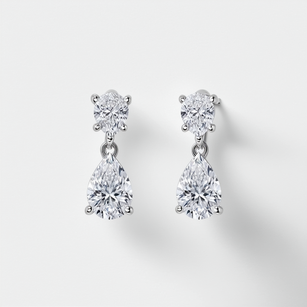 Amazon Collection Sterling Silver Cubic Zirconia Teardrop Earrings (4.3 cttw)