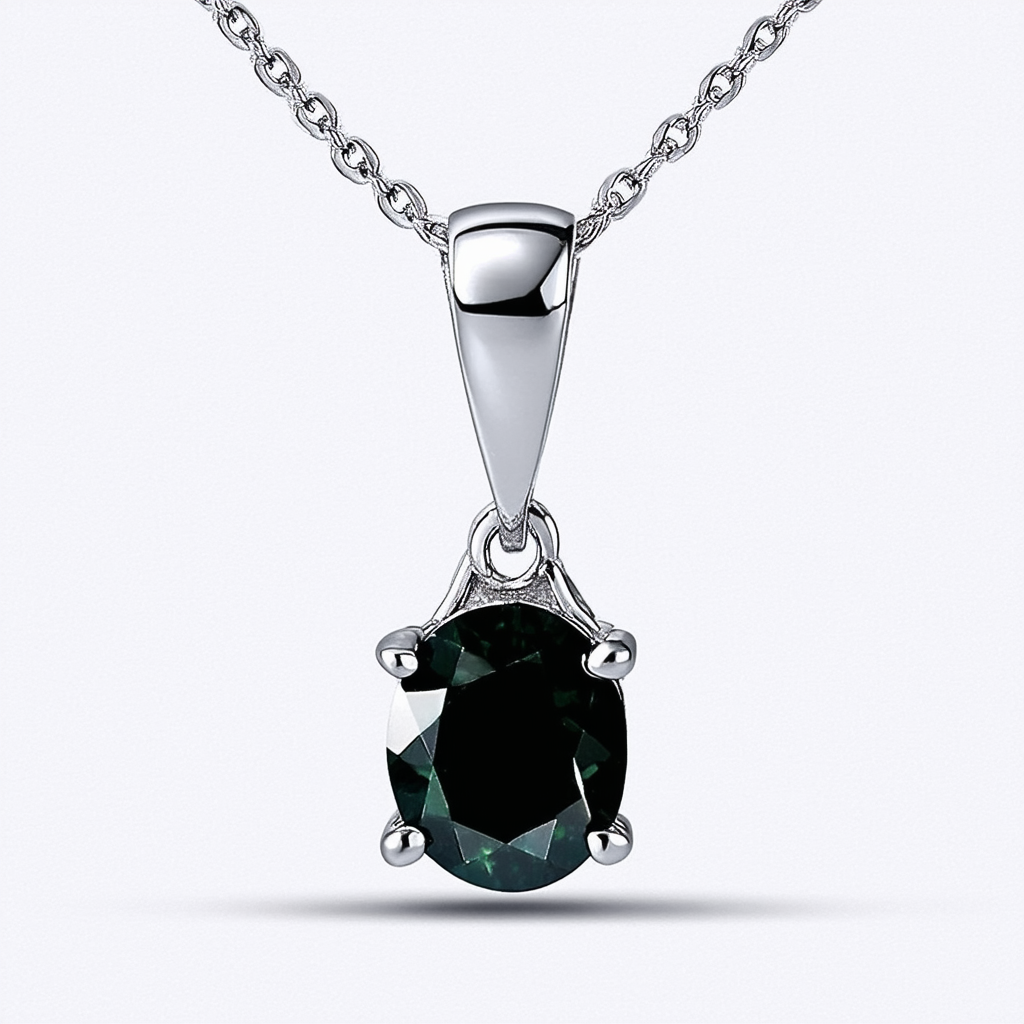 Amazon Collection 10K White Gold Black Diamond Pendant Necklace (0.25cttw), 18"