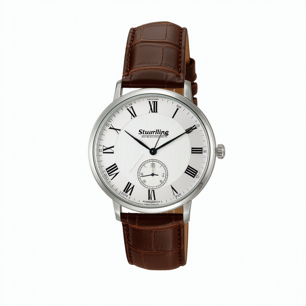 Stuhrling Original Men's 645.02 Classique Swiss Quartz Ultra Slim Brown Leather Watch