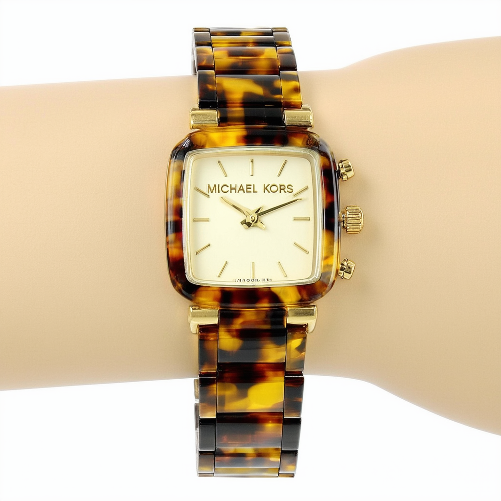Michael Kors MK5788 Women's Runway Tortoise Acetate and Gold-Tone Stainless Steel Bracelet Watch