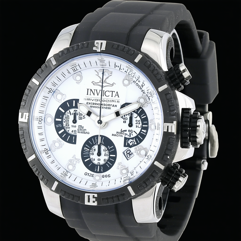 Invicta Men's 1412 Excursion Chronograph Black Dial Black Polyurethane Strap Watch