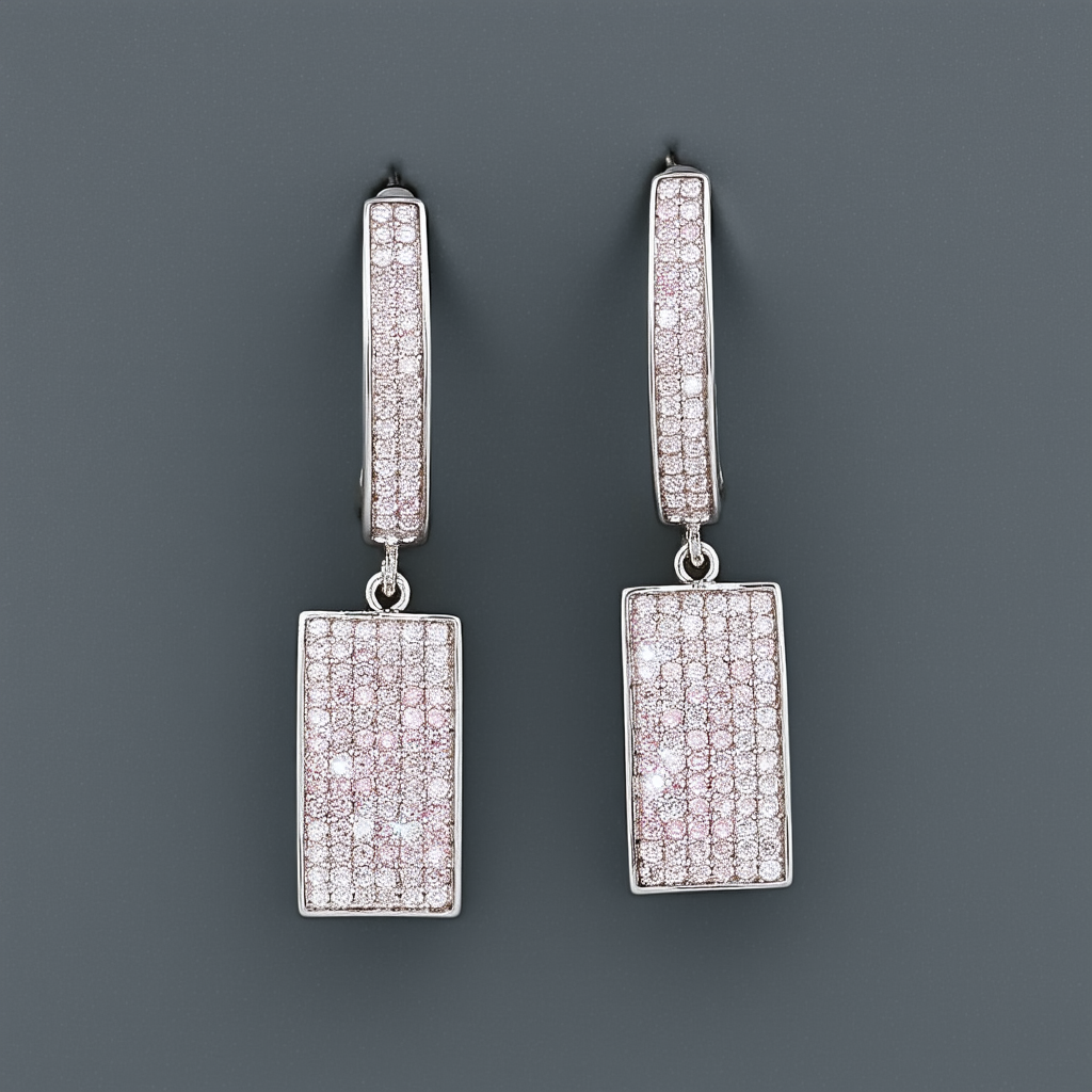Kenneth Cole New York "Springtime Rose" Pave Rectangle Drop Earrings
