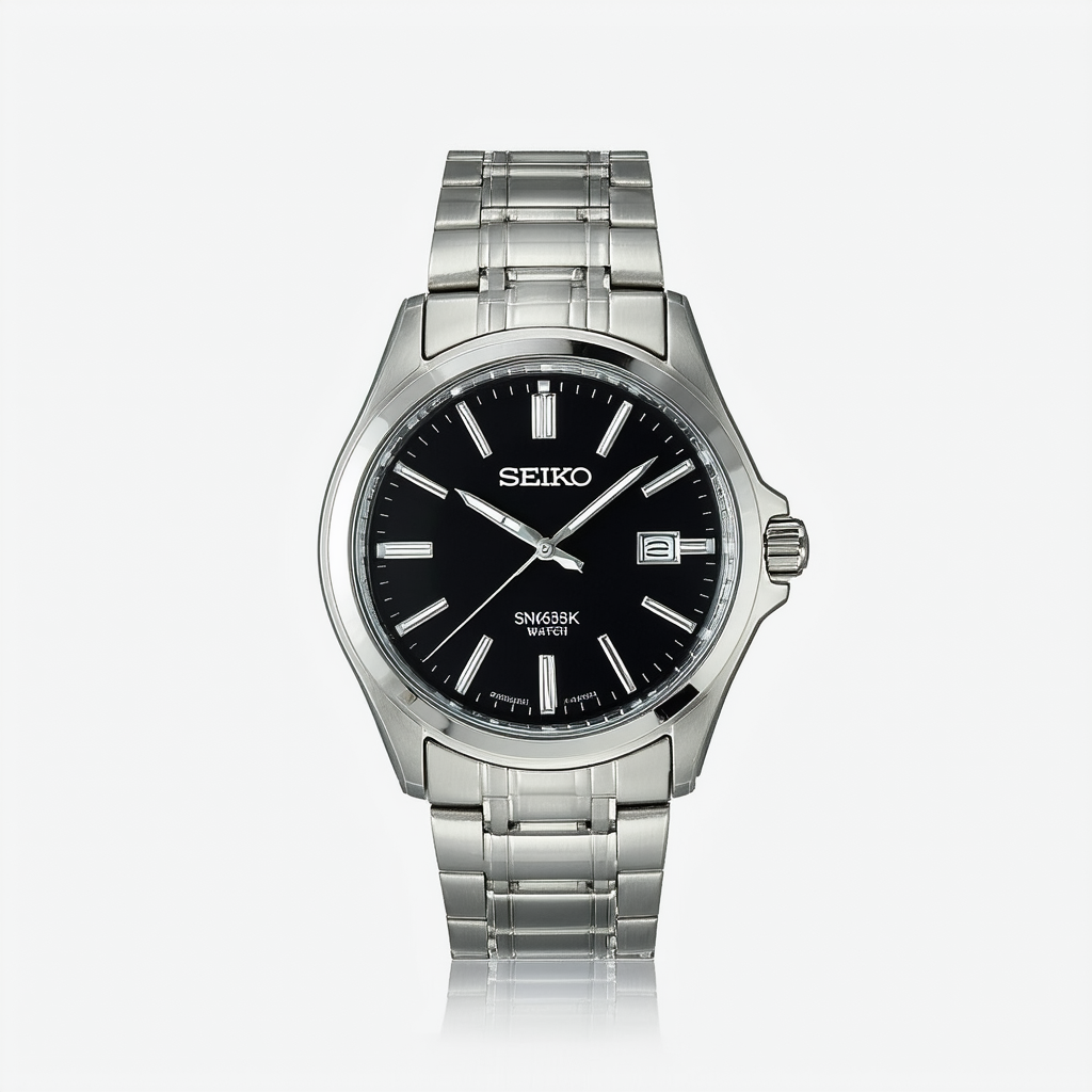 SEIKO Men's SNK639K Automatic Black Dial Stainless Steel Watch