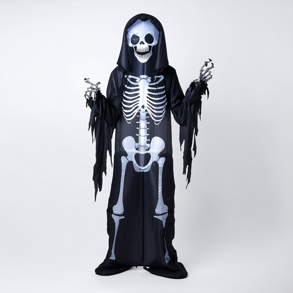 Inflatable Grim Reaper Halloween Scary Skeleton Fancy Dress Cosplay Costume